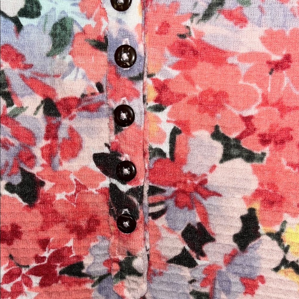Westbound Floral V-Neck Blouse - Pink, Red, and Black - Picture 4 of 8